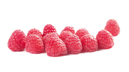 Fresh Red Raspberries on White Background - Healthy Organic Berries
