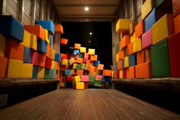 Rear arm of the box truck starts to drop it, demonstrating powerful load handling