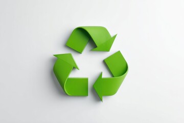 Green Recycling Symbol with Curved Arrows on a Clean Background