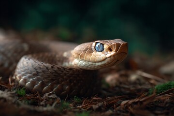 Fototapeta premium Close up of a snake on the ground.