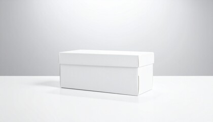 Blank white rectangular box with closed cover on a neutral background, an isolated product packaging mockup concept 