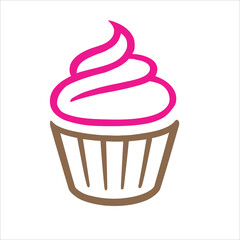 Delicious Cupcake with Swirl Frosting Icon