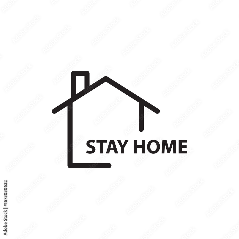 Poster stay home vector logo set vector linear illustration for web and app..eps