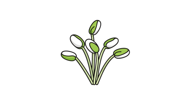 Stylized Green Seedlings Growing in Transparent Background - Powered by Adobe
