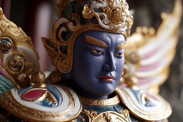 Close-up of sacred Hindu god sculpture