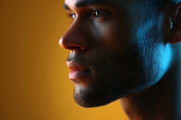 Obraz premium Male face in close-up side view