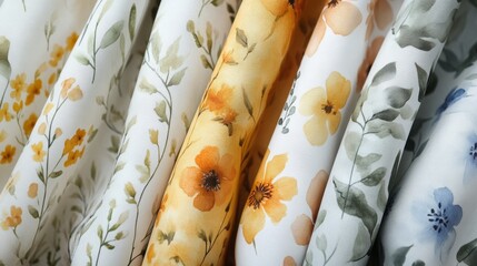 Seamless Botanical Watercolor Fabric Patterns