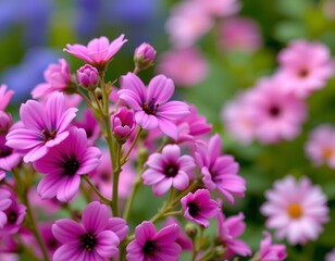 Obraz premium Vibrant Purple and Pink Flower Bouquet with Bokeh Background