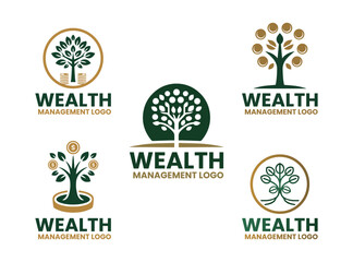 5 Wealth Management Logo Set Modern Minimalist Finance Brand Design