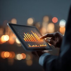 Business Insights on Digital Tablet Displaying Data Charts
