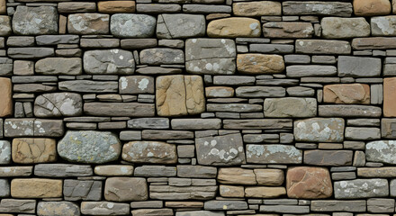 Obraz premium Close-up view of a rustic stone wall texture.