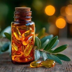 Vitamin Supplement Bottle with Natural Background