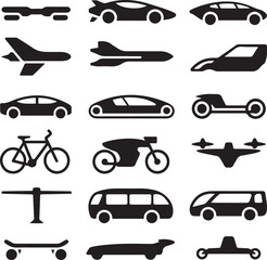 transport icons set