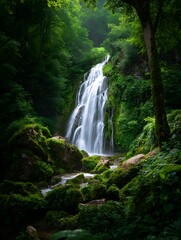 Fototapeta premium Waterfall in the forest, landscapes