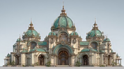 Obraz premium Ai generated image of detailed architectural rendering of an ornate building with a large dome and intricate facade, showcasing its historical design