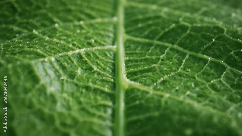 Poster close-up view of a vibrant green leaf showing intricate vein patterns and textures.