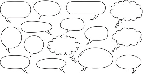Fototapeta premium Collection of hand drawn speech bubbles and thought bubbles for communication