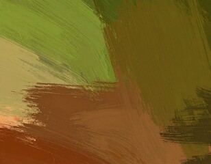 Abstract painted strokes of olive green, brown, and beige