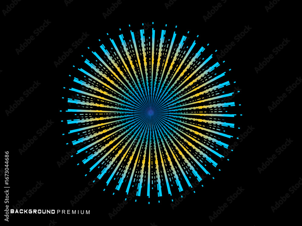 Poster music poster design background. electro sound cover template with dynamic abstract gradient circular