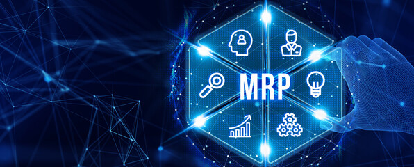 MRP Material Requirement planning Manufacturing Industry Business Process automation. 3d illustration