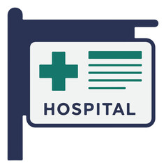 Obraz premium A stylized graphic of a hospital sign, featuring a medical cross and the word 