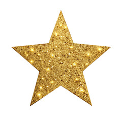 A large gold glitter star on a black background