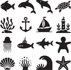 sea icons set
