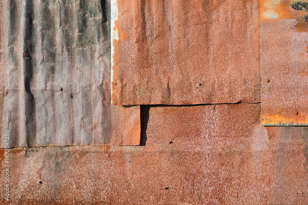 Poster grunge background pattern and texture of rusty tin roof. for graphic design, 3d rendering or banner 