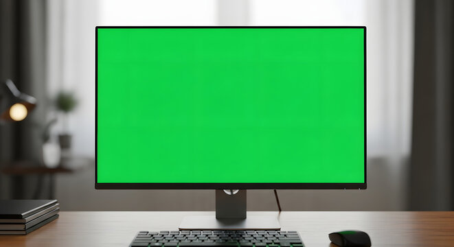 Interior view of a modern vehicle's console with a blank chroma key screen for technology or GPS mockups