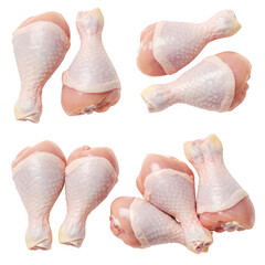 Fresh raw chicken drumsticks, perfect for cooking, recipes, and food preparation themes. isolated on white or transparent background. PNG