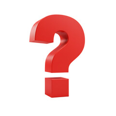 3D Red Question Mark Icon on Transparent Background
