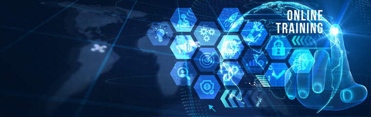 Business, Technology, Internet and network concept. Coaching mentoring education business training development E-learning concept. 3d illustration