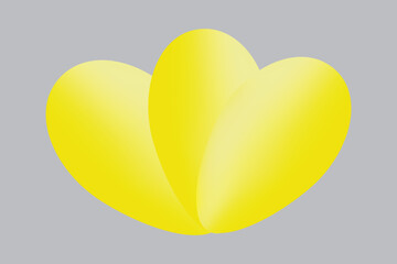 Yellow heart icon on white isolated background. 3d rendering
