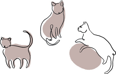 Cat animal continuous one line art simple illustration