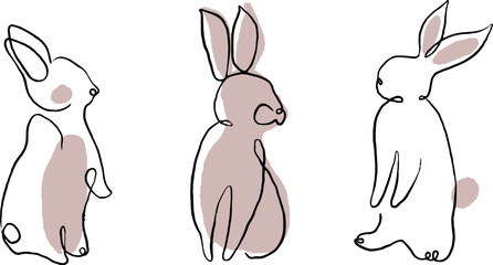 Rabbit animal continuous one line art simple illustration