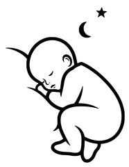 baby sleeping black and white concept