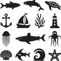 set of sea animals
