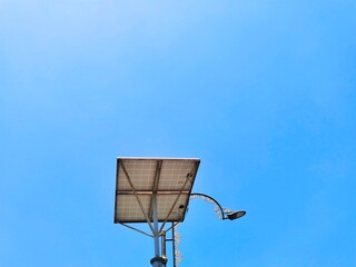 Surabaya, August 28, 2025. Street lighting powered by renewable energy, with its lampposts equipped...