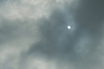 Gray cloudy texture background covering the sun. Climate and weather concept. For graphic design, banner background and 3d rendering