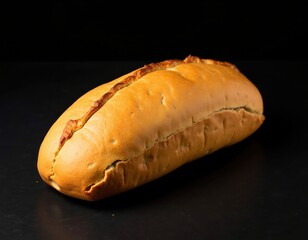 Freshly Baked Golden Loaf of Bread on Dark Background