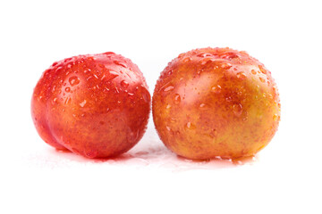 Fresh Crisp Plums with Water Drops - Healthy Fruit Food Photography