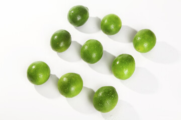 Fresh Green Limes on White Background - Citrus Fruit Collection