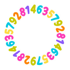 wreath with colorful numbers and scattered heart shapes, for educational or festive designs.