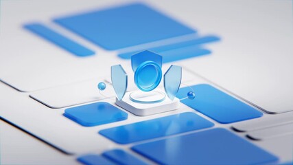 The secure digital currency on a platform. 3d loops animation - Powered by Adobe