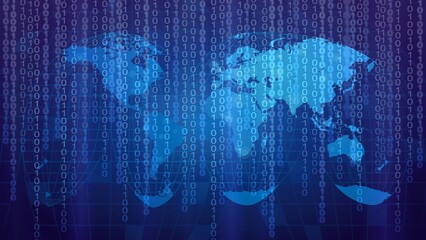 Obraz premium World map and Binary code background