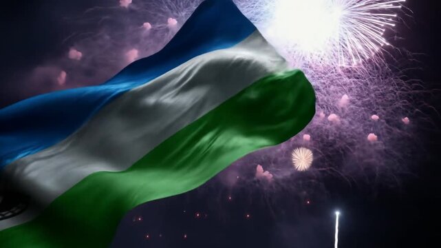 Lesotho flag fireworks display