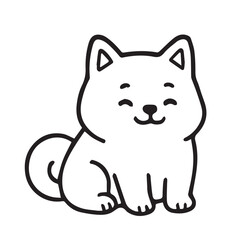 Vector design featuring a sweet dog, created in simple cartoon line art style, monochrome black and white with bold clear black outlines.