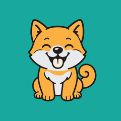 Vector design featuring a lovely Shiba Inu dog, illustrated in fun cartoon style, vibrant colorful theme with expressive playful accents and details.