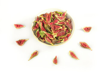 Dried Candied Figs from Weihai Shandong China in Bowl on White Background