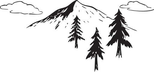 vector illustration of a tree hill 